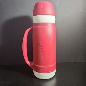 THERMOS Model 36-100 Vacuum Flask 1.0L‎ Red White Portable Insulated Vintage